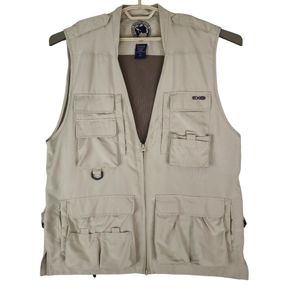 Exofficio Vest Cargo Utility Safari Fishing Hiking Gorpcore Khaki Tan Mens M‎